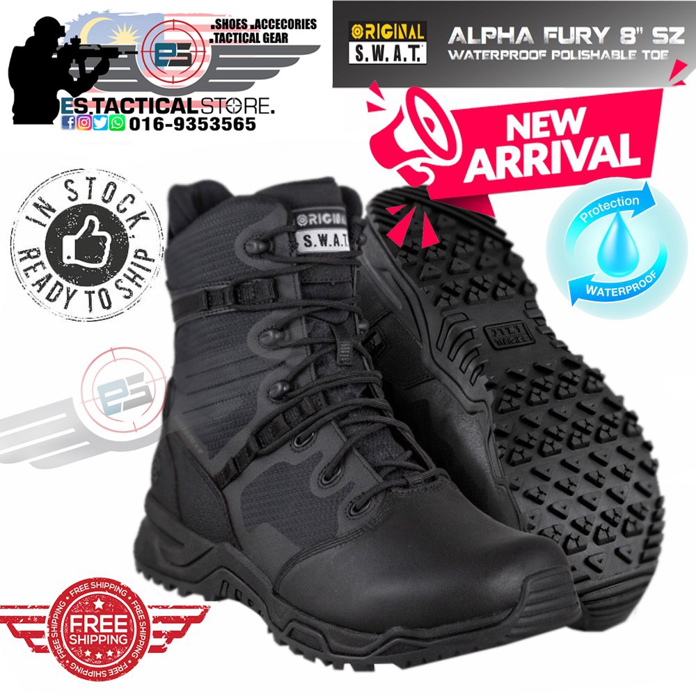 Shop Malaysia Original Swat Alpha Fury 8 Sz Waterproof Polishable Toe Ready Stock Shopee Singapore