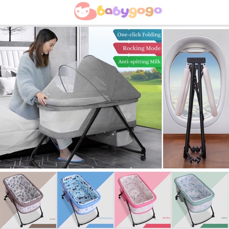 Baby Cot Rocking Bed Foldable Compact Baby Bed Lightweight Baby Crib Shopee Singapore