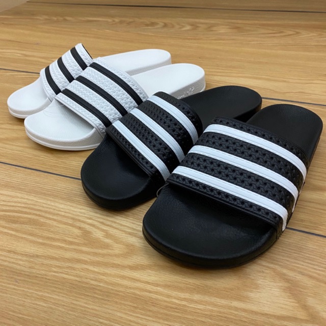 adidas sliders black and white