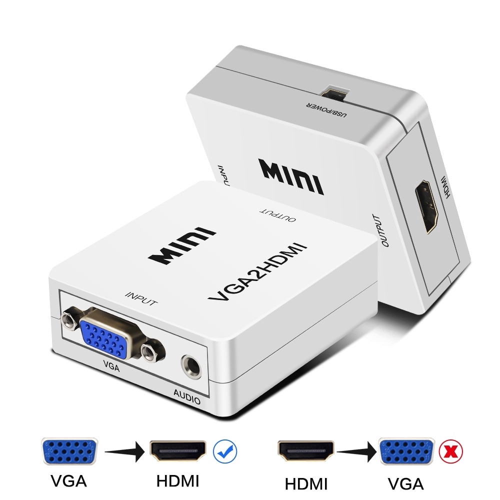 VGA to HDMI Converter Mini VGA2HDMI 1080P Audio Adapter Connector Shopee Singapore