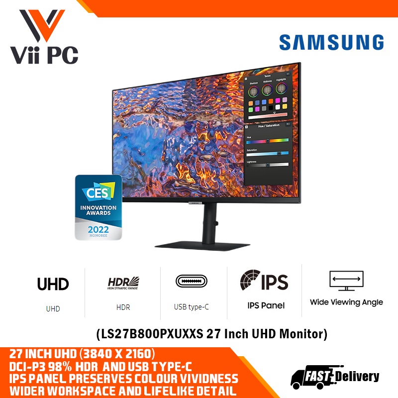 Samsung 27 Inch ViewFinity S8 UHD Monitor With DCI P3 98 HDR And USB Type C LS27B800PXUXXS