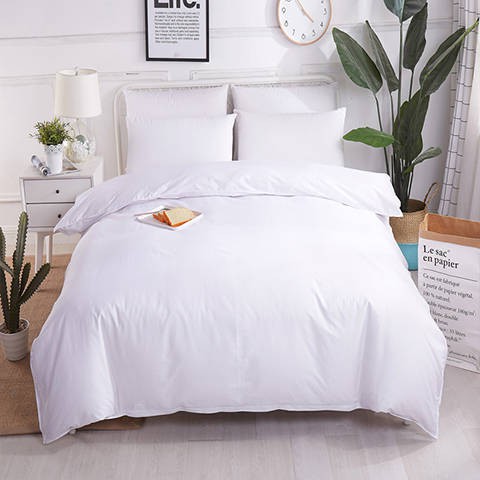 Pure White Bed Sheets Quilt Duvet Cover 4pcs Sanding Cotton Queen