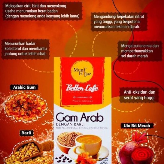 Munif Hijjaz Better Cafe Kopi Arabic Gum Habbatus Sauda 15 Sachets X 30 Gram 20 Sachets X 30 Gram Singapore