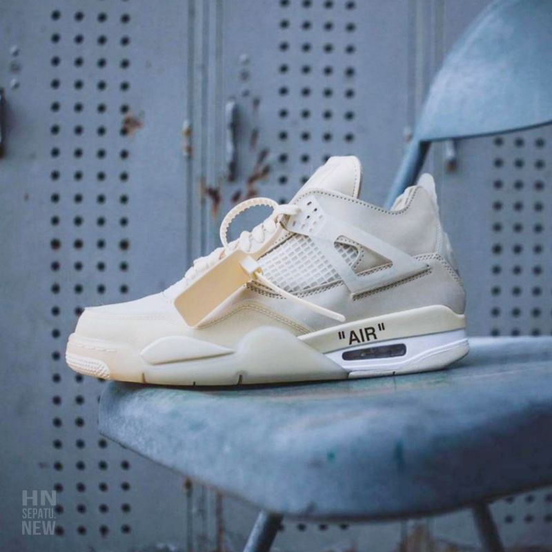 Air Jordan 4 Retro X Off White Sail Light Bone Shopee Singapore