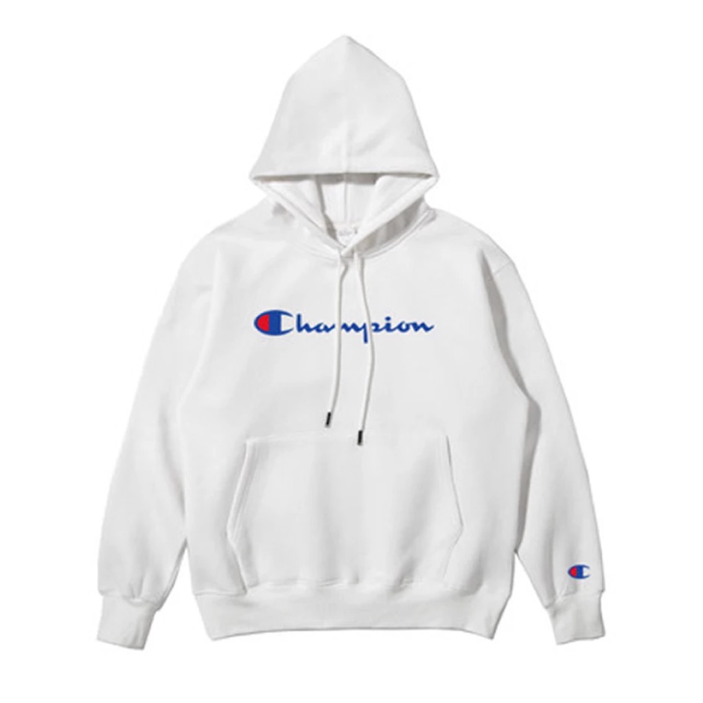 champion white script hoodie