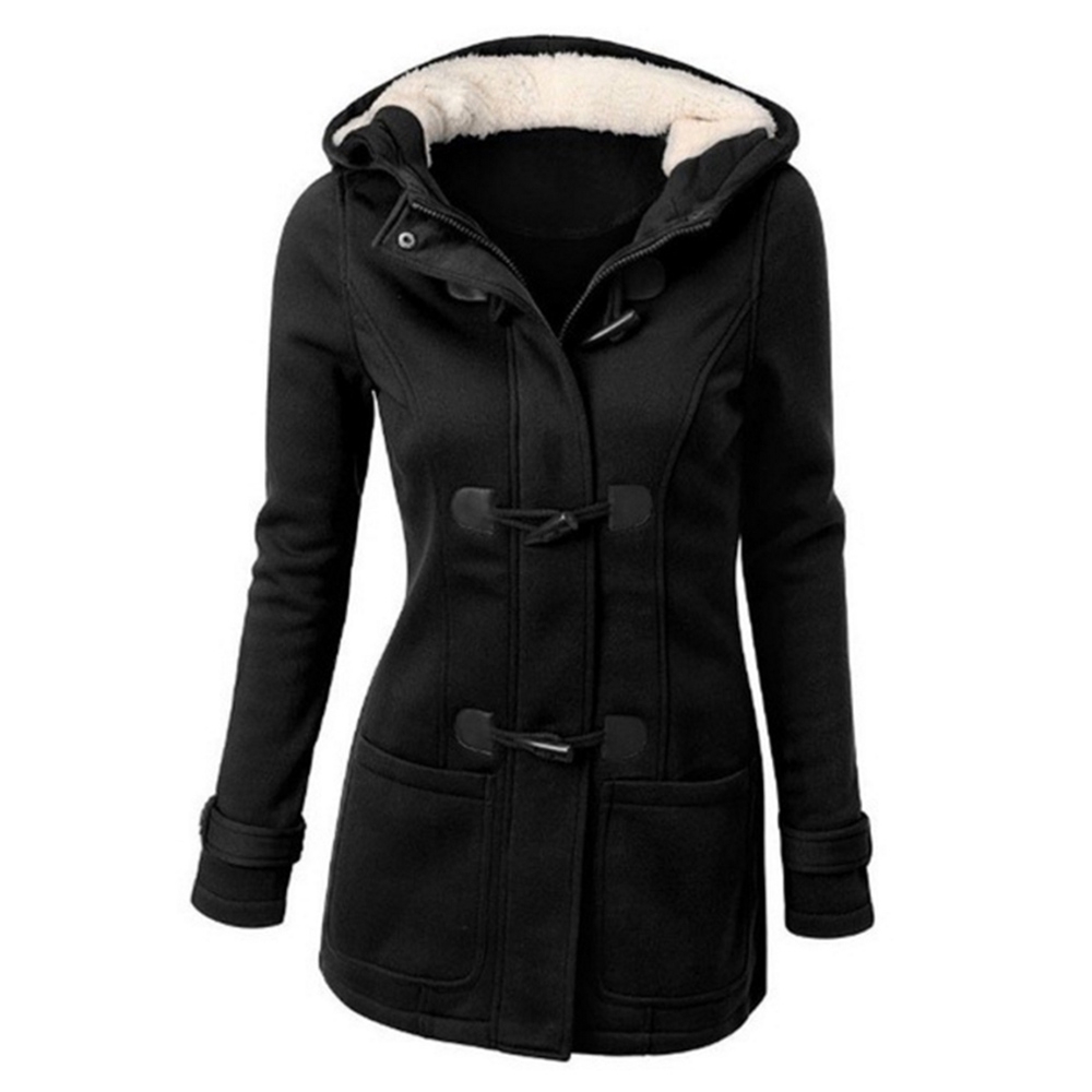 womens black winter coat with hood