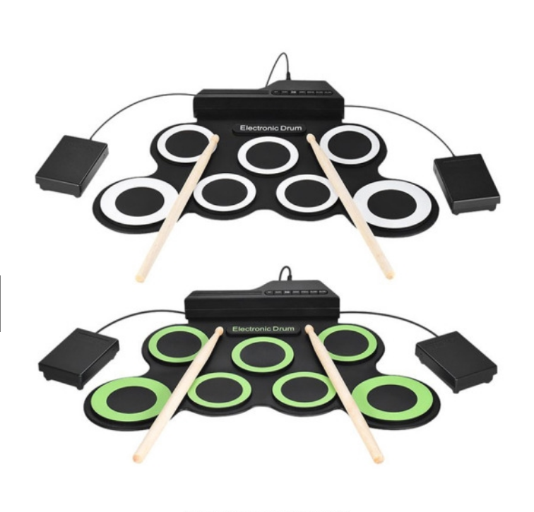 ➹1-3Days Delivery➹Portable Electronic Drum Digital USB 7 Pads Roll up Drum Set Silicone Electric