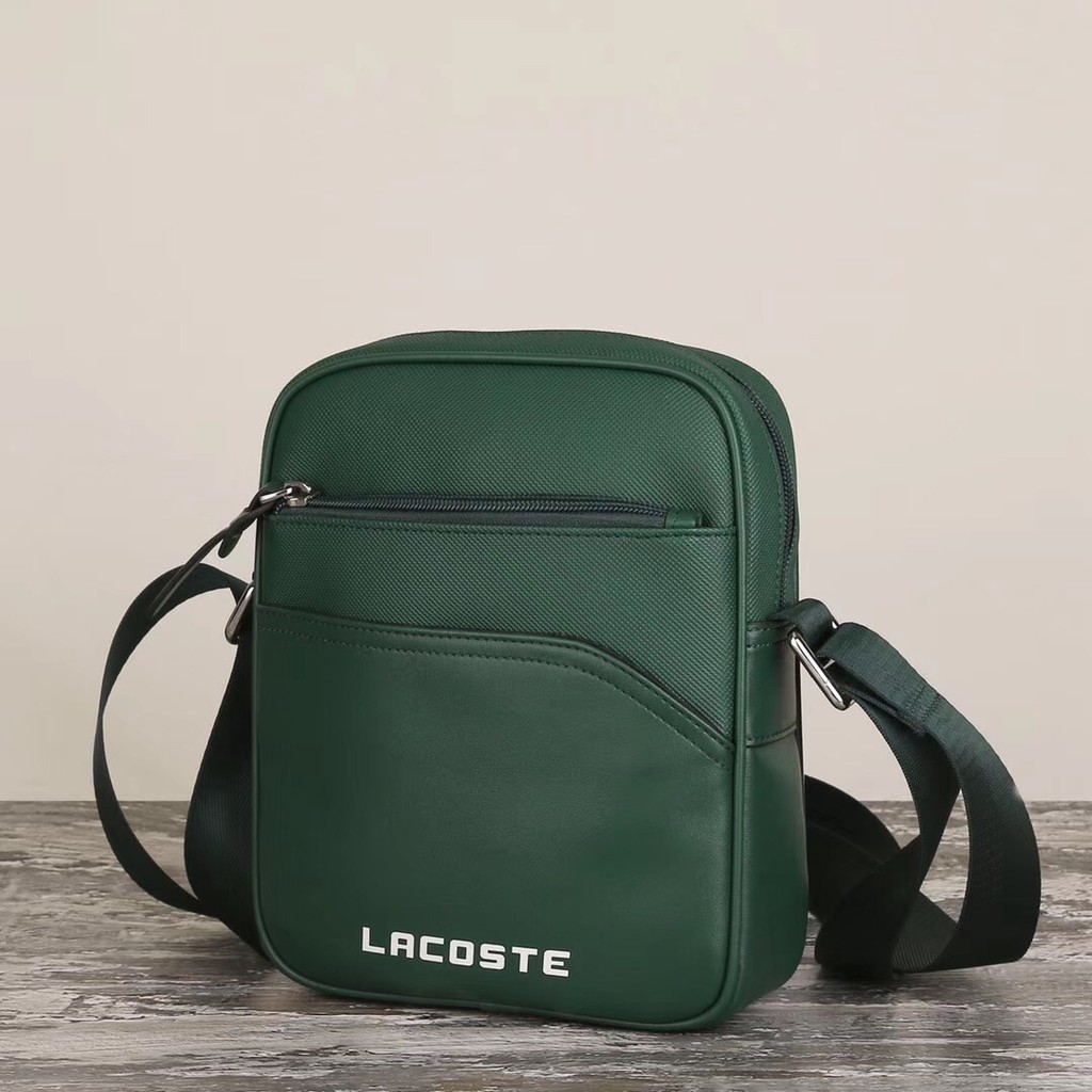 lacoste leather shoulder bag