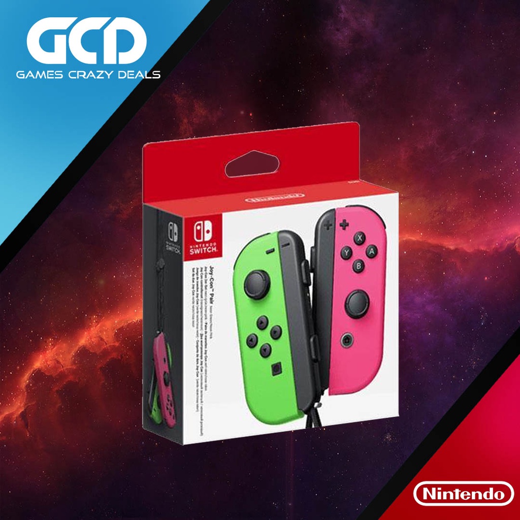 Nintendo Switch JoyCon Controller Set Neon Green and Neon Pink