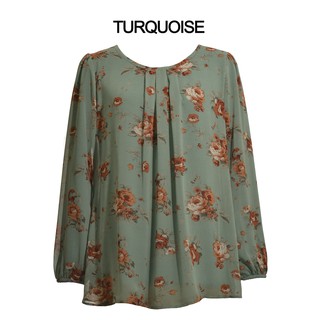 Plus Size Printed Chiffon Blouse  Baju  Saiz  Besar  5XL 