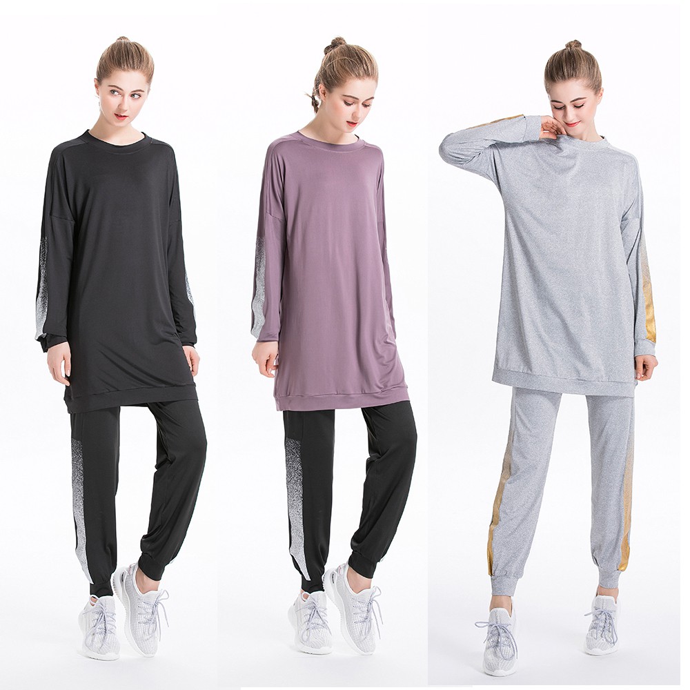grey sweatshirt and sweatpants