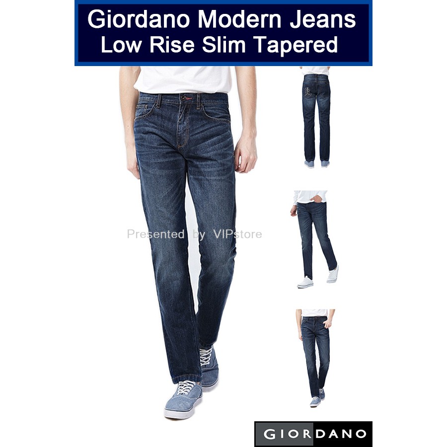 Giordano Modern Jeans Low Rise Slim Tapered Medium Blue 76 Shopee Singapore