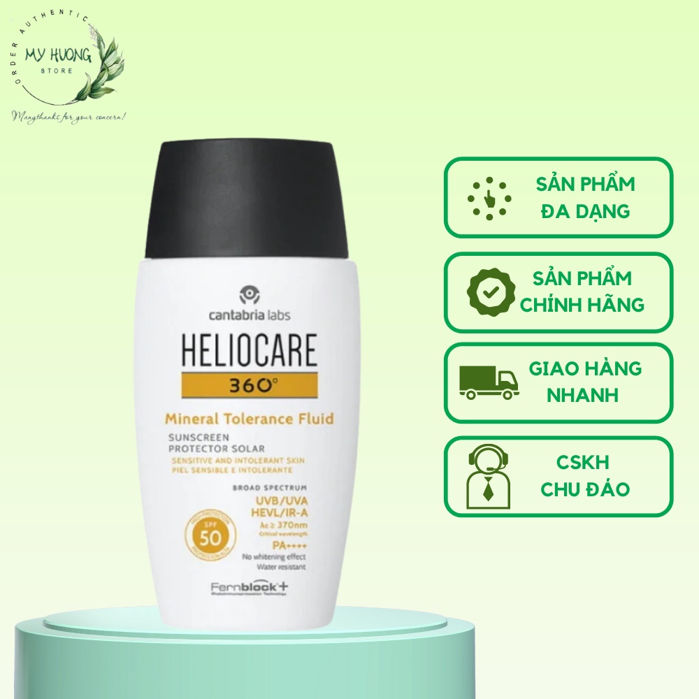 Heliocare 360 Mineral Tolerance Fluid SPF 50 PA + + + + Sunscreen For Mild Sensitive Skin 50ml