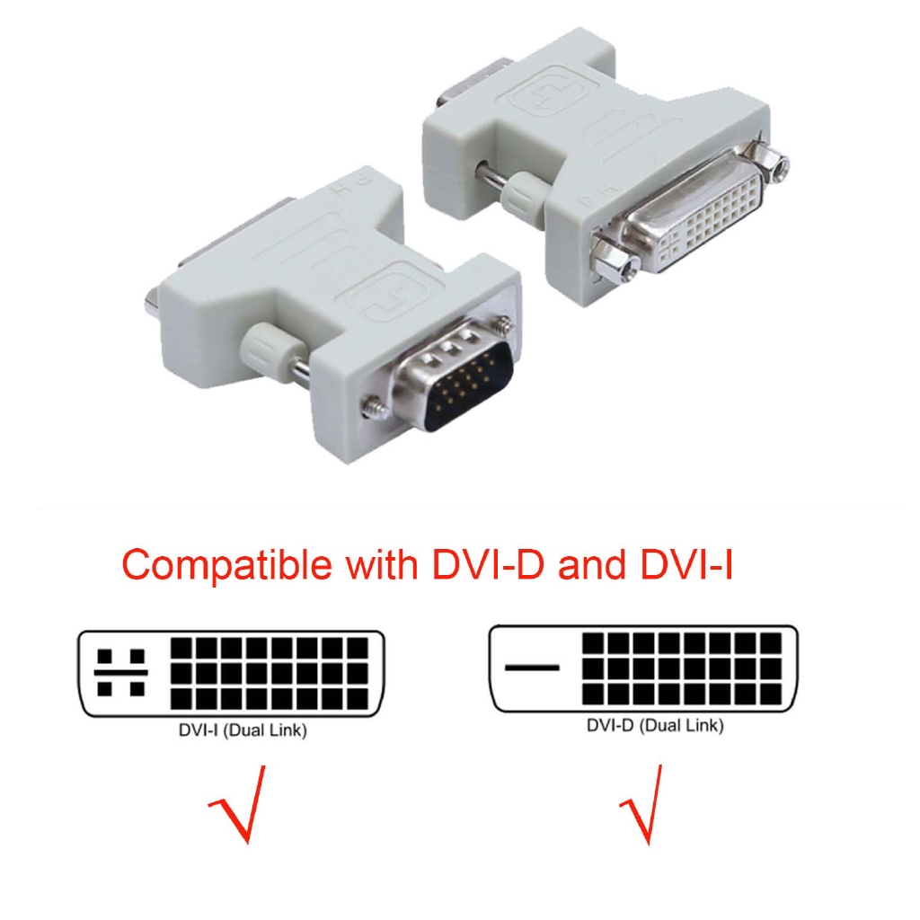New Dvi Female To Vga Male Adapter Dvi D 24 1 Dvi I 24 5 Dual Link Adaptor Converter Shopee Singapore