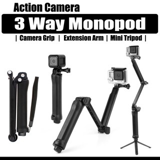 3 Way Monopod Tripod Selfie Stick Hand Grip Extension Arm for GoPro Action Camera