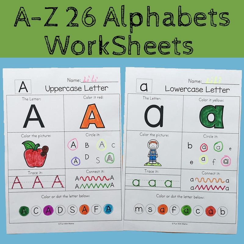 26 Letters A-Z Alphabet Phonics Words Practice Paper Preschool Learning ...