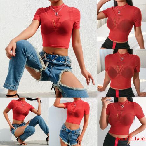 red sheer crop top