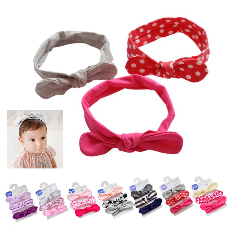 Pentagon 3pcs/set Baby Bow Hairband Headband Turban Knot Head Wrap