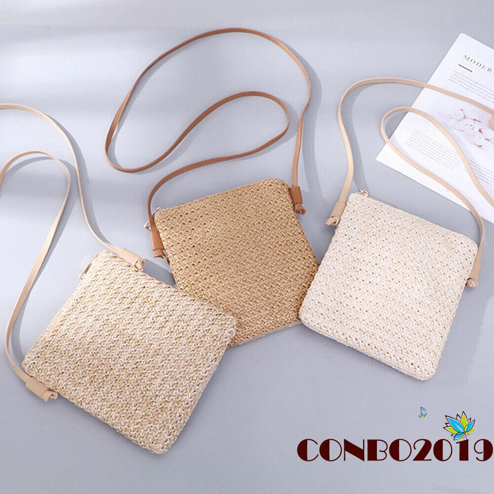 Image of ❤XZQ-Women´s Straw Plait Small Square Shoulder Slanted Bag