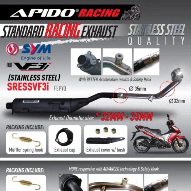 Sym Exhaust Apido Racing Vf3i Shopee Singapore