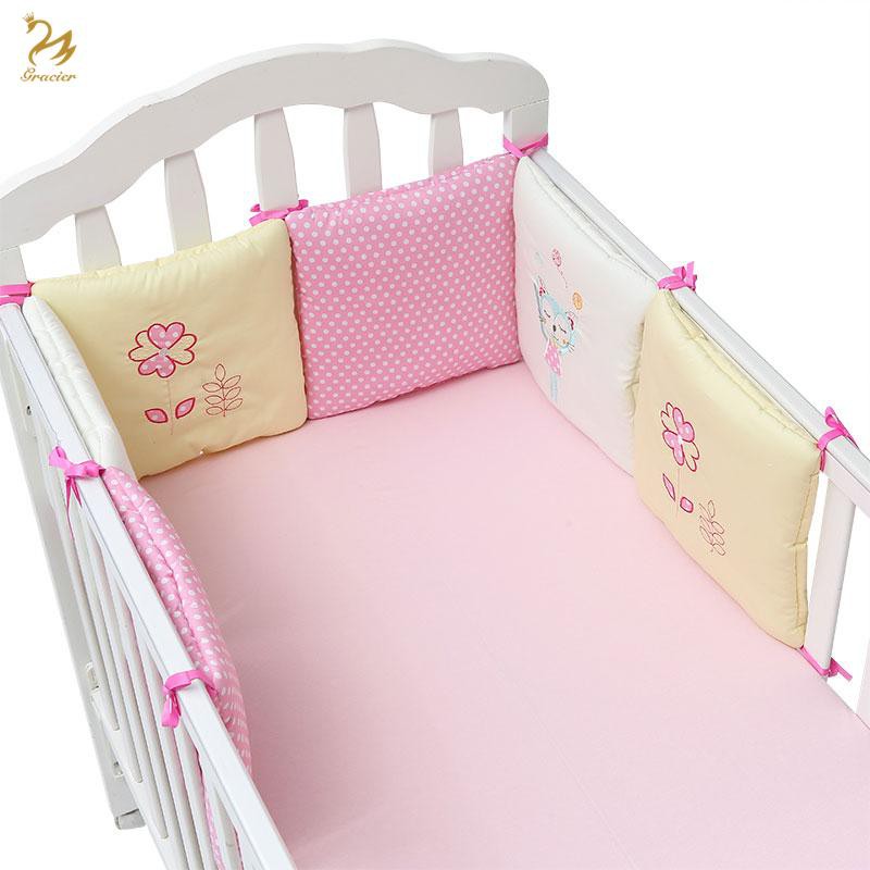 6pcs Set Baby Crib Bed Bumper Cushion Fence Cover Cotton Baby