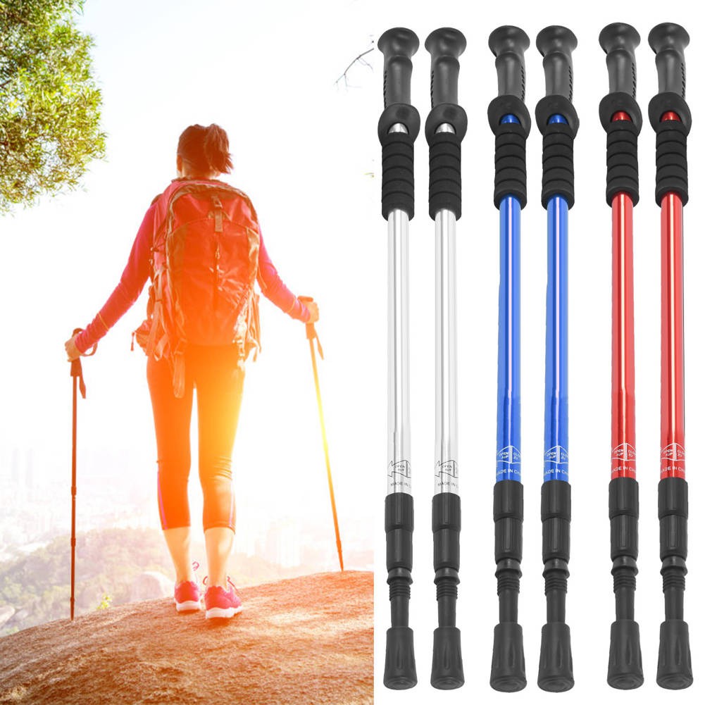 Ready Stock Trekking Pole Set Walking Stick Camping Hiking Ski Shock Absorber Telescopic Crutches Shopee Singapore