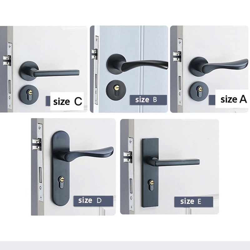 Black Solid Space Aluminum Door Locks Continental Bedroom Minimalist Interior Door Handle Lock Cylin Shopee Singapore
