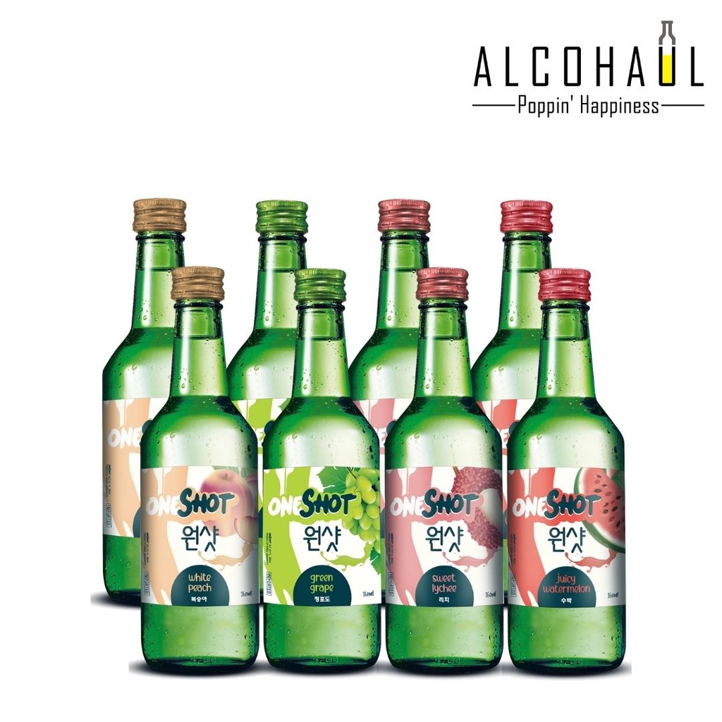 [Bundle of 8] ONESHOT Soju 360ml Mix n Match (Lychee, Peach, Green