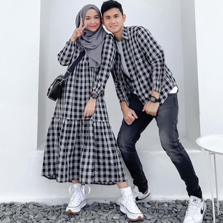 Image of Raya Couple Gamis Set Shirt Suit Muslim Couple Clothes CP Matt Cotton Box Premium Fashion Invitation Party Dress