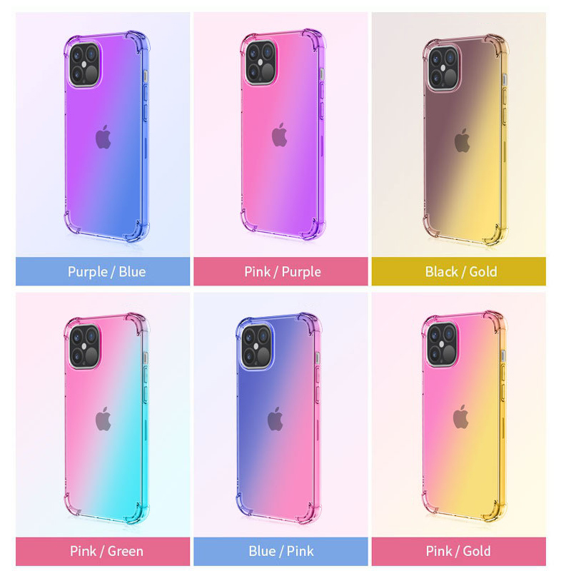 Apple Iphone 12 12 Mini 12 Pro 12 Pro Max Gradient Double Color Case Crystal Clear Jelly Silicon Casing Cover Shopee Singapore