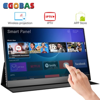 EGOBAS 15.6 inch Smart Touch Portable Monitor/WiFi connect/Wireless Projection/ Buit-in Android 9.0  Miracast