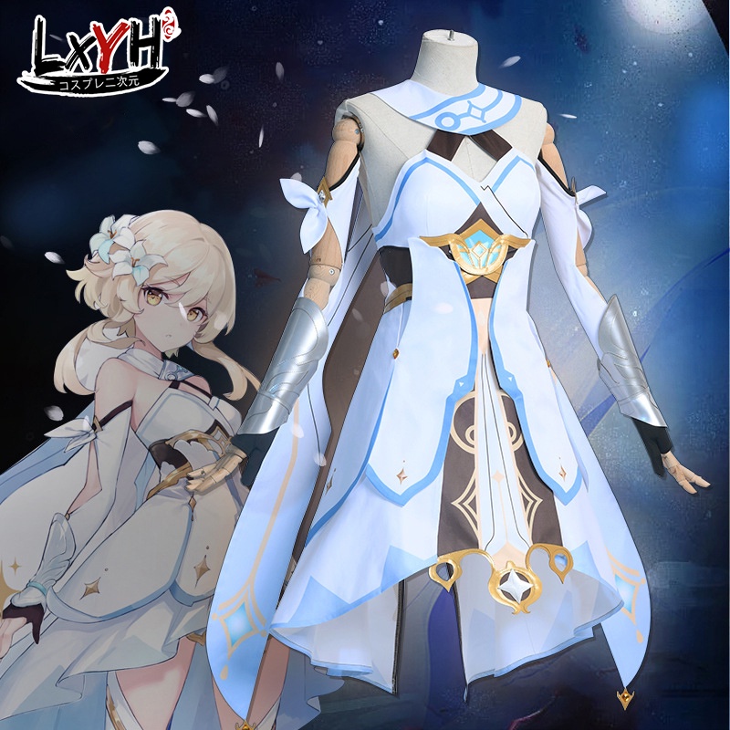 LXYH- COSER KING] Game Genshin Impact Lumine Wig Cosplay Costume Dress  Props Cosplay Costume cartoon anime fancy dress | Shopee Singapore