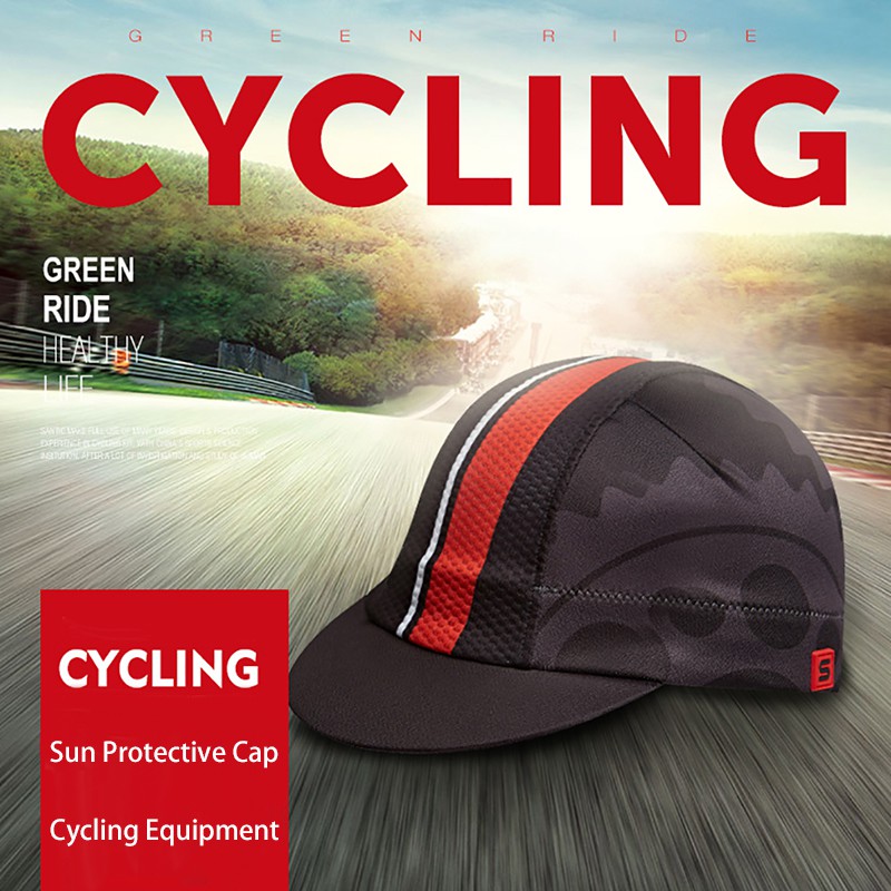 Santic Cycling Cap Soft Inelastic Sun Protective Outdoor Hat Black Red