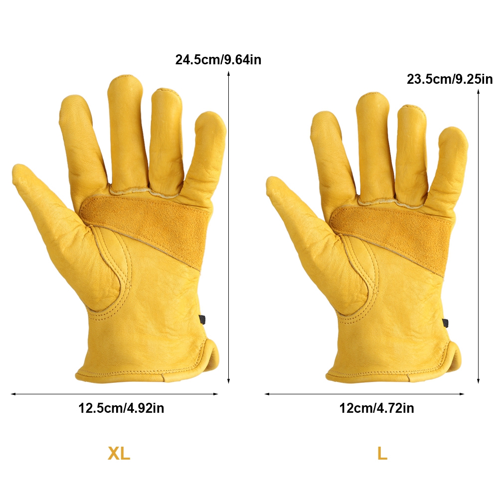 Zhenl 1pair Leather Garden Gloves Working Protection Gloves Garden