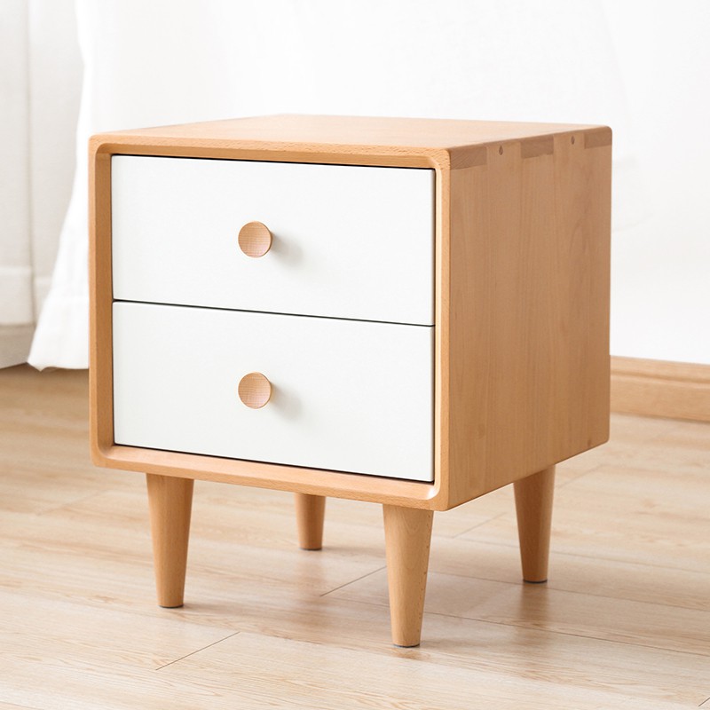 Original Plain Solid Wood Bedside Table Simple Modern Nordic Ins Wind Bedroom Small Cabinet Birch D4022 Shopee Singapore