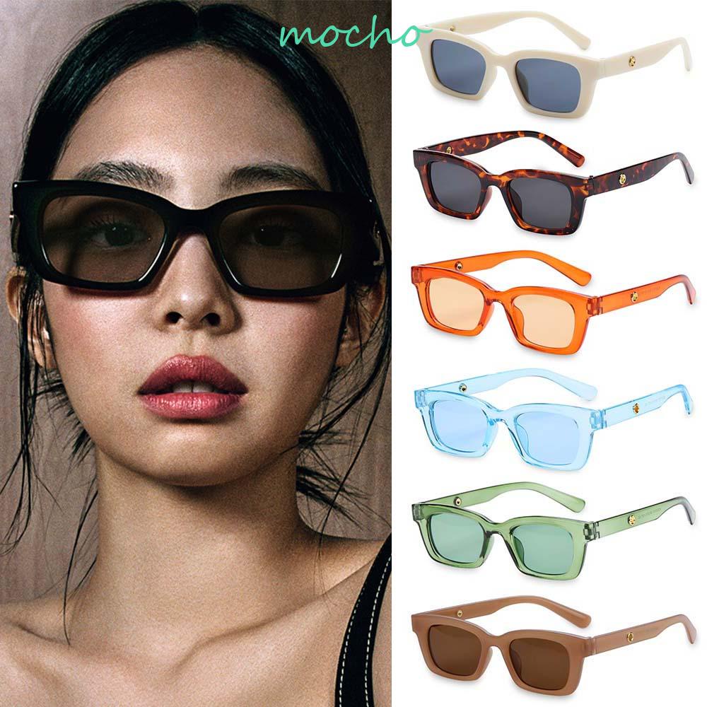 Image of MOCHO Rectangle Sunglasses Retro 90s Vintage Street Shot Narrow Square Frame Ladies Outdoor Eyewear #0