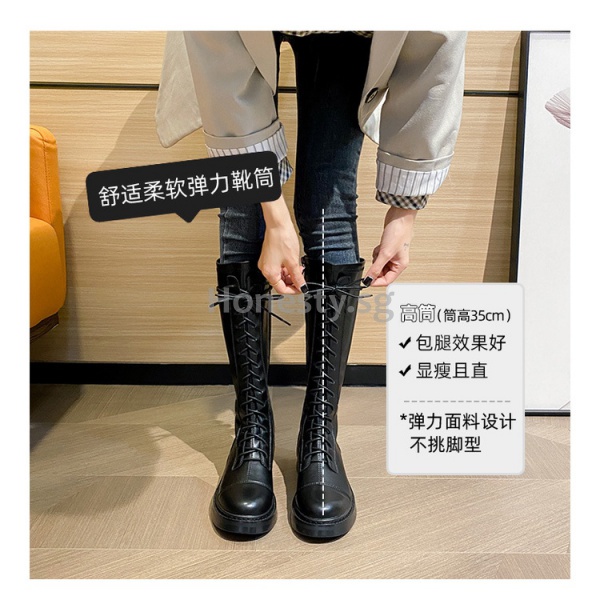 Image of 2022 Autumn Winter  Style Long Boots Women Back Zipper  Martin Large Size Widened Version Knight XZIJ #4