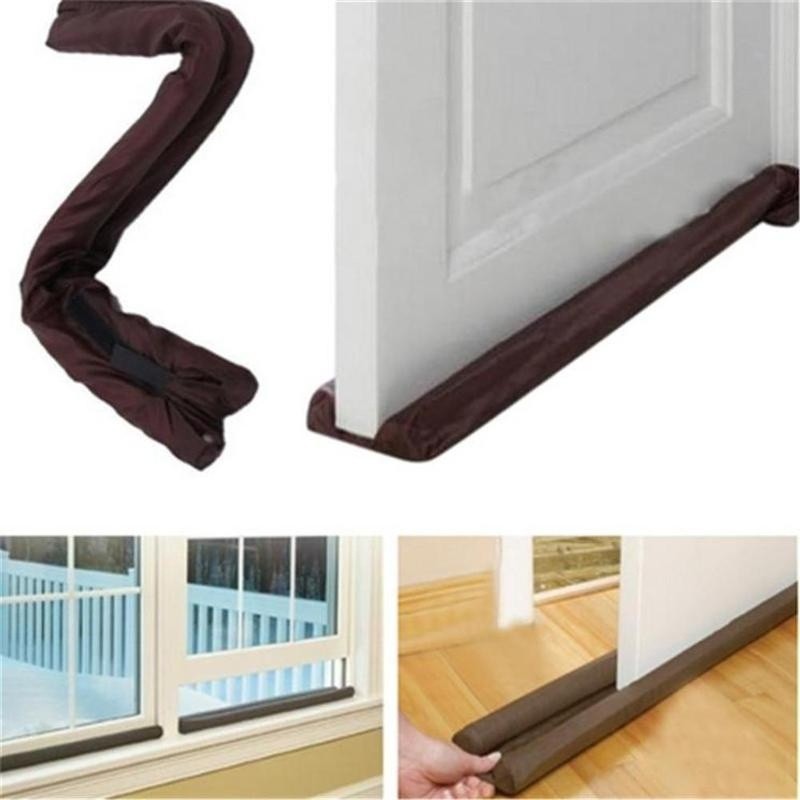 Brown Twin Door Draft Stopper Dual Draught Excluder Air Insulator