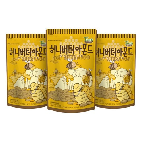 [bundle Of 3] Korean Almond Snack - Honey Butter Nuts 210g 