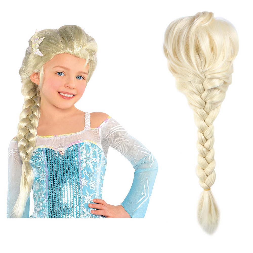 Princess Elsa Anna Snow Queen Frozen Weaving Braid Cosplay Wig For Kids Children