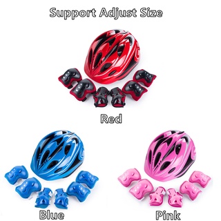 MG【7 Pcs】Kids Helmet Knee Elbow Pads Wrist Guard Sport Protective Gear Adjustable Scooter Skateboard Roller Bike Skate Cycling Safety Set for Boy Girl 3-15 Years