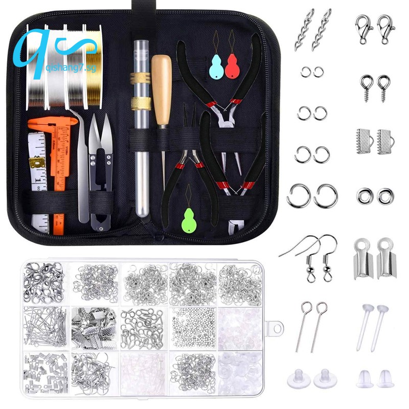 Jewelry Making Supplies Starter Kit Earring Findings Beading Wires Pliers Set