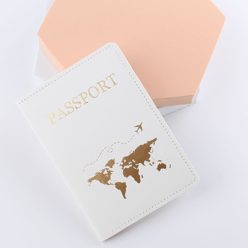 JoJo  Fashion Passport Cover Pu Leather Map Travel ID Credit Card Passport Holder