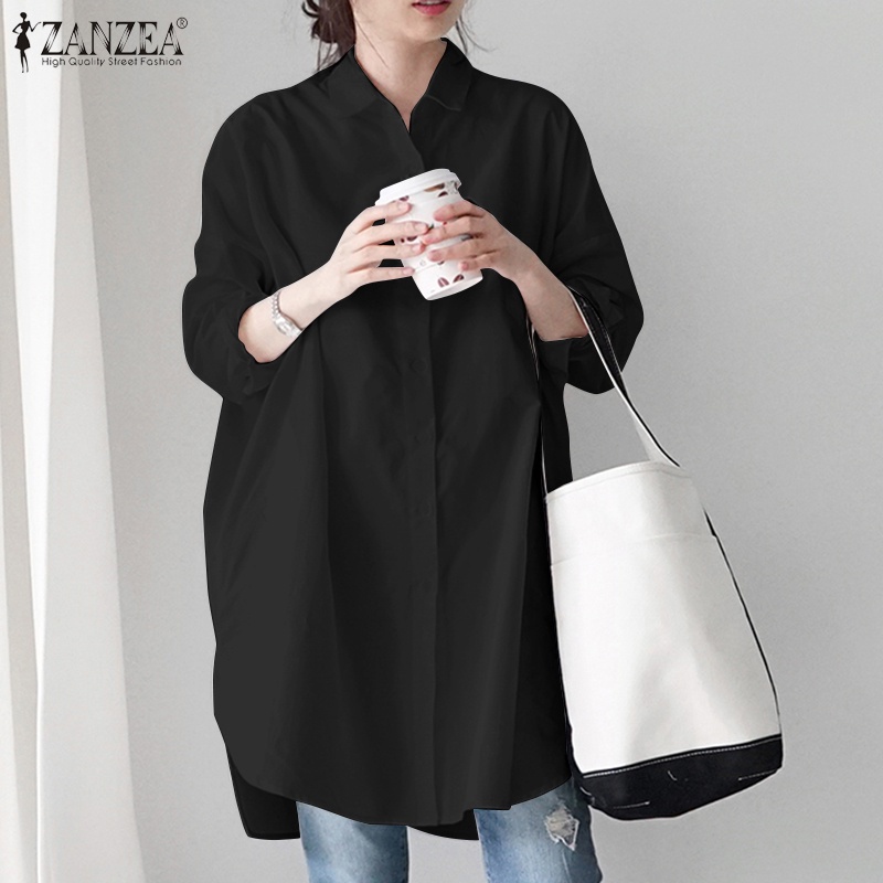 ZANZEA Women Korean Style Vintage Casual Collared Button Down 3/4 ...