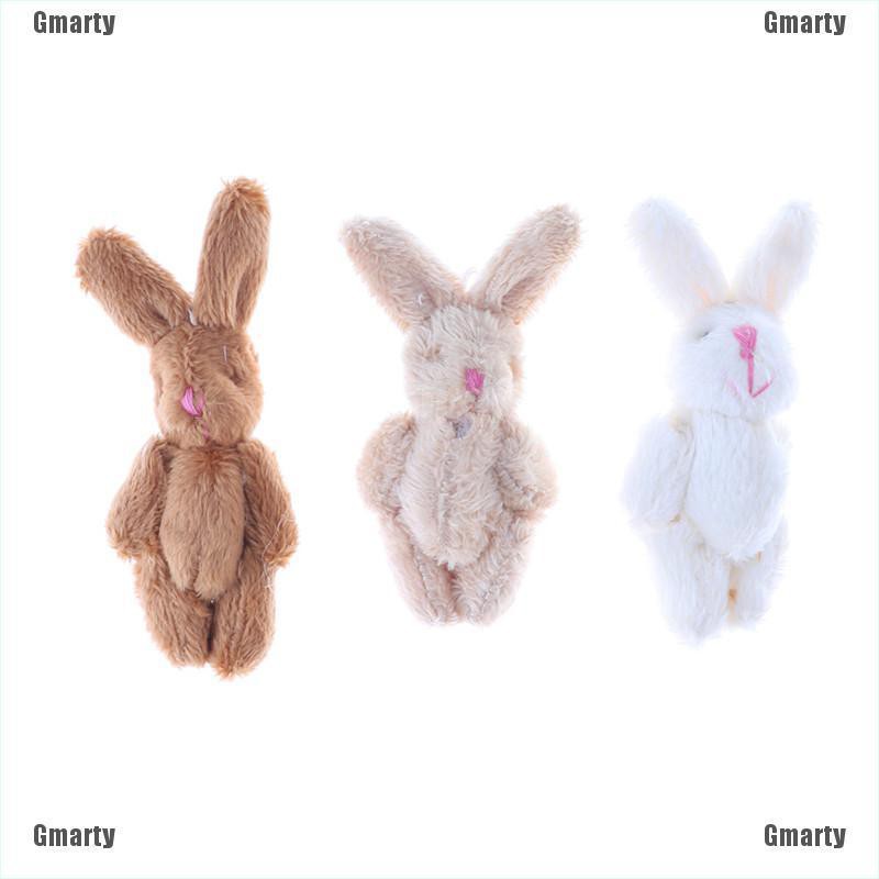 10pc 3 colors  Soft Mini Joint Rabbit Pendant Plush Bunny For Key Chain Bouquet