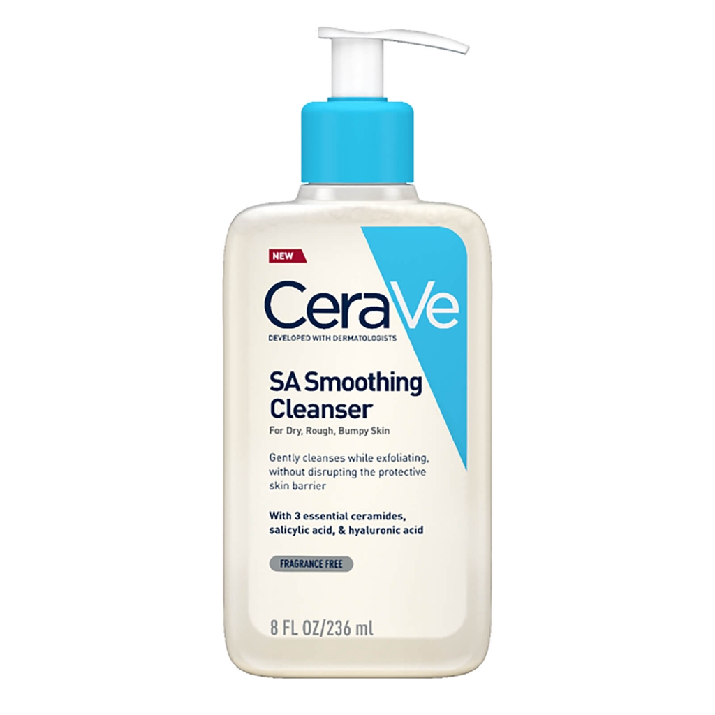 cerave salicylic acid body wash to cleanse and exfoliate rough and bumpy skin