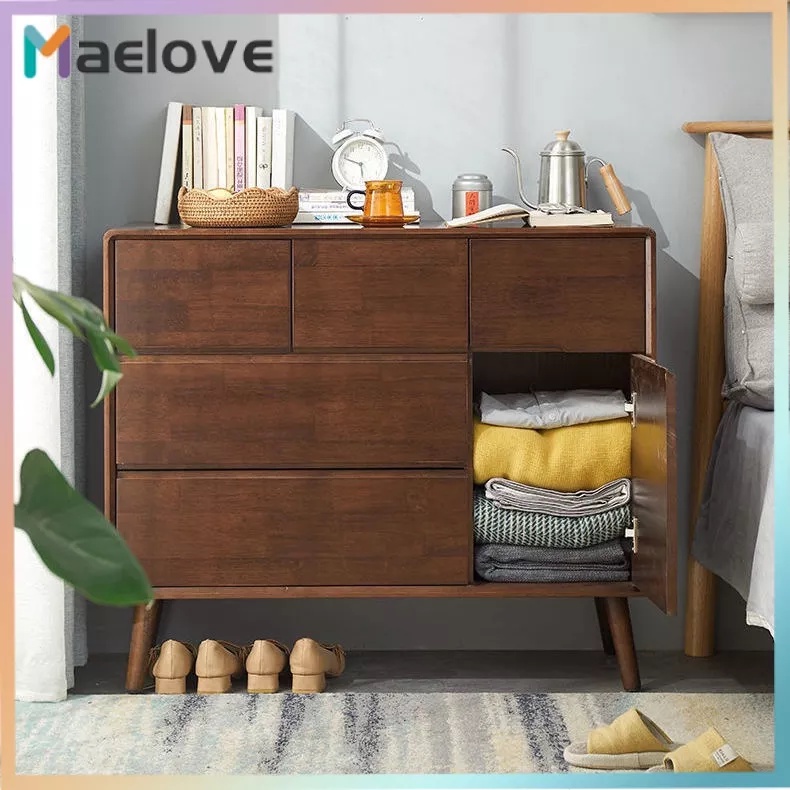 Solid wood drawer sideboard Nordic style bedroom