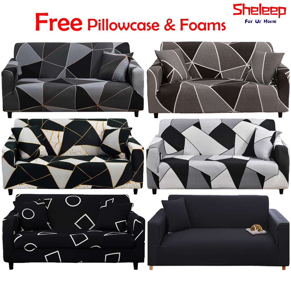 Sheleep Black Color Sofa Cover 1/2/3/4 Seater Sofa Cover Stretchable Sofa Slipcover Stain resistant