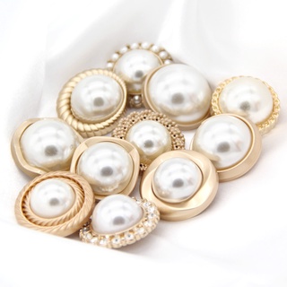 Image of thu nhỏ 6Pcs/set 15/18/20/23/25mm Vintage Women Coat Gold Metal Pearl Buttons For Clothing Retro Suit Blazer Luxury Handmade Sewing Button #2