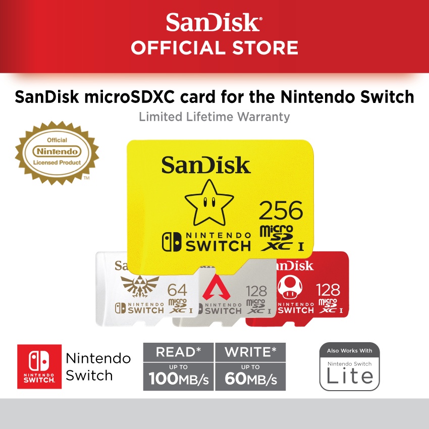 128gb sandisk nintendo licensed micro sd card